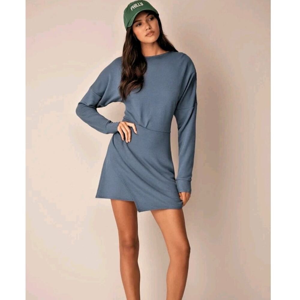 Anthropologie Daily Practice Asymmetrical Mini Sweatshirt Dress XS Long Sleeve